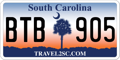 SC license plate BTB905