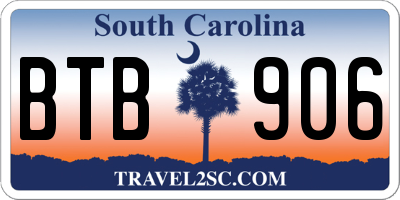 SC license plate BTB906