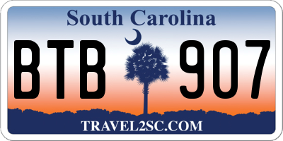 SC license plate BTB907