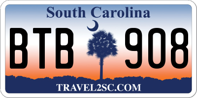 SC license plate BTB908