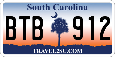 SC license plate BTB912