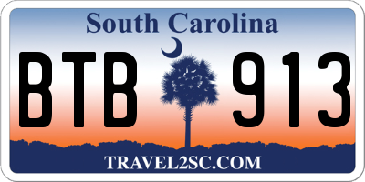SC license plate BTB913