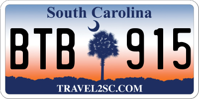 SC license plate BTB915