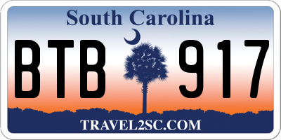 SC license plate BTB917