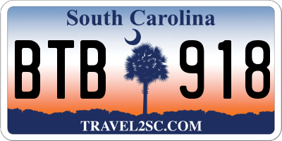SC license plate BTB918