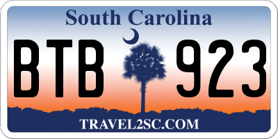 SC license plate BTB923