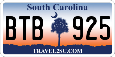 SC license plate BTB925