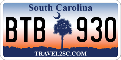 SC license plate BTB930