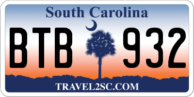 SC license plate BTB932