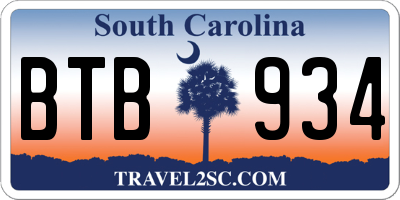 SC license plate BTB934