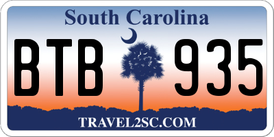 SC license plate BTB935