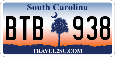 SC license plate BTB938