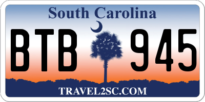 SC license plate BTB945