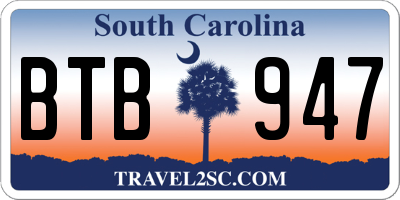 SC license plate BTB947