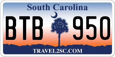 SC license plate BTB950
