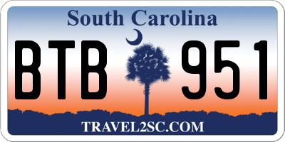 SC license plate BTB951