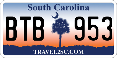 SC license plate BTB953