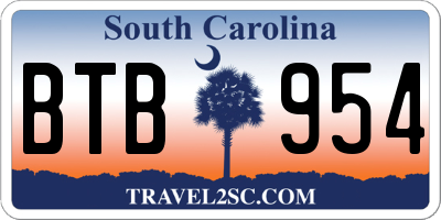 SC license plate BTB954