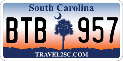 SC license plate BTB957