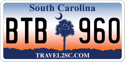 SC license plate BTB960