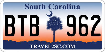 SC license plate BTB962