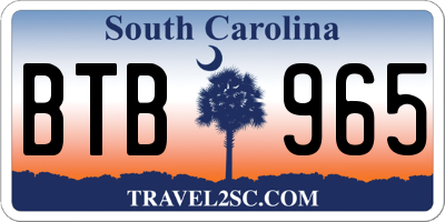 SC license plate BTB965