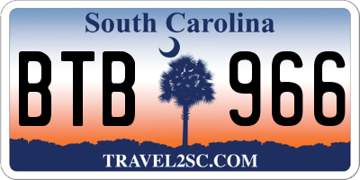 SC license plate BTB966