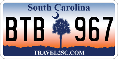 SC license plate BTB967