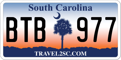 SC license plate BTB977