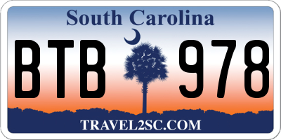SC license plate BTB978
