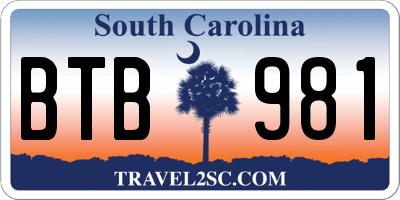 SC license plate BTB981