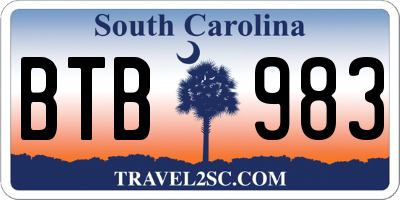 SC license plate BTB983