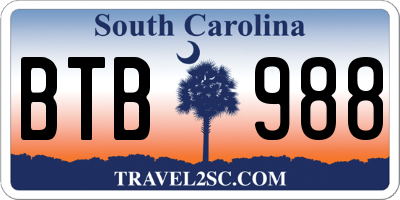 SC license plate BTB988