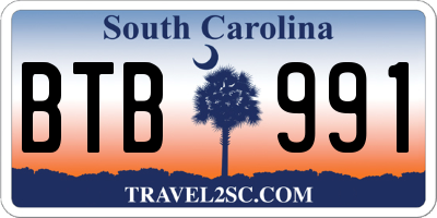 SC license plate BTB991
