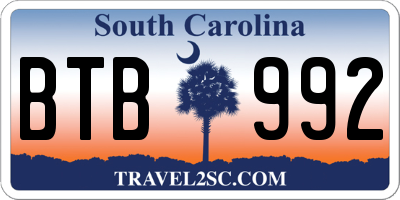 SC license plate BTB992