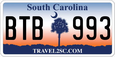 SC license plate BTB993