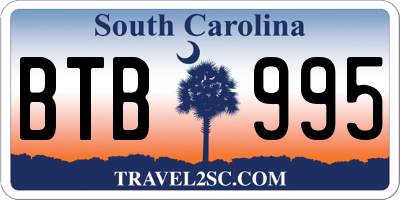 SC license plate BTB995