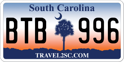 SC license plate BTB996