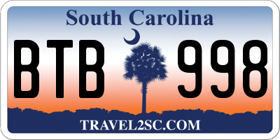 SC license plate BTB998