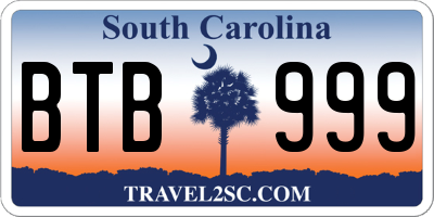 SC license plate BTB999