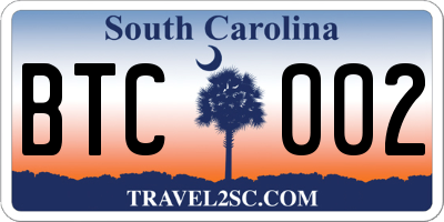 SC license plate BTC002