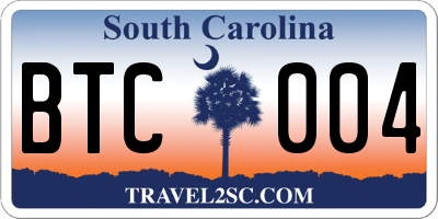 SC license plate BTC004