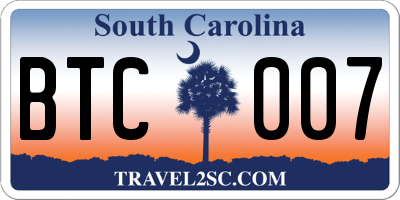 SC license plate BTC007
