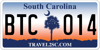 SC license plate BTC014