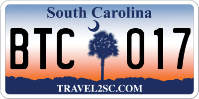 SC license plate BTC017