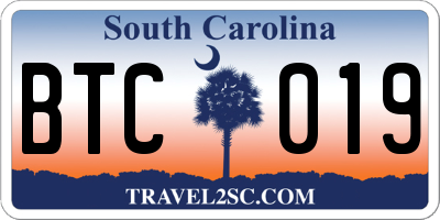 SC license plate BTC019
