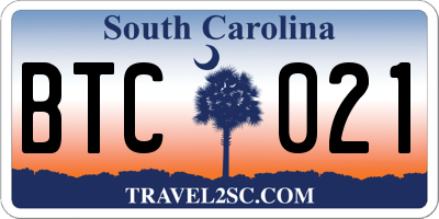 SC license plate BTC021
