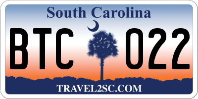SC license plate BTC022