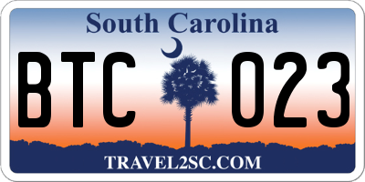 SC license plate BTC023
