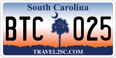 SC license plate BTC025